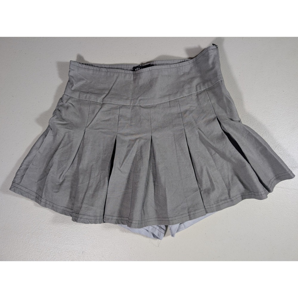 Ellie & Kate Womens Gray Pleated Preppy Schoolgirl Casual Mini Skort Size Medium